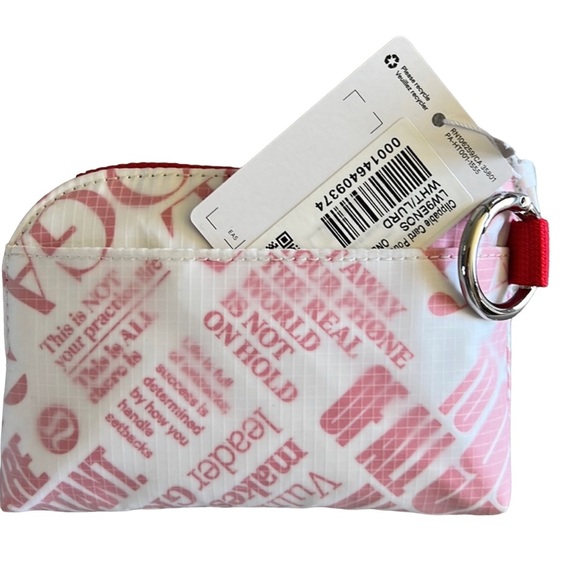 BNWT Lululemon Clippable Card Pouch Manifesto Print in White/Lulu Red - Picture 8 of 11